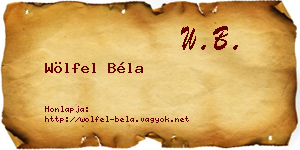 Wölfel Béla névjegykártya